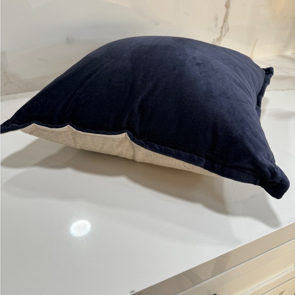 Threshold Velvet Reverse Dec Pillow Navy/Tan Indoor, 18” square - Picture 5 of 7